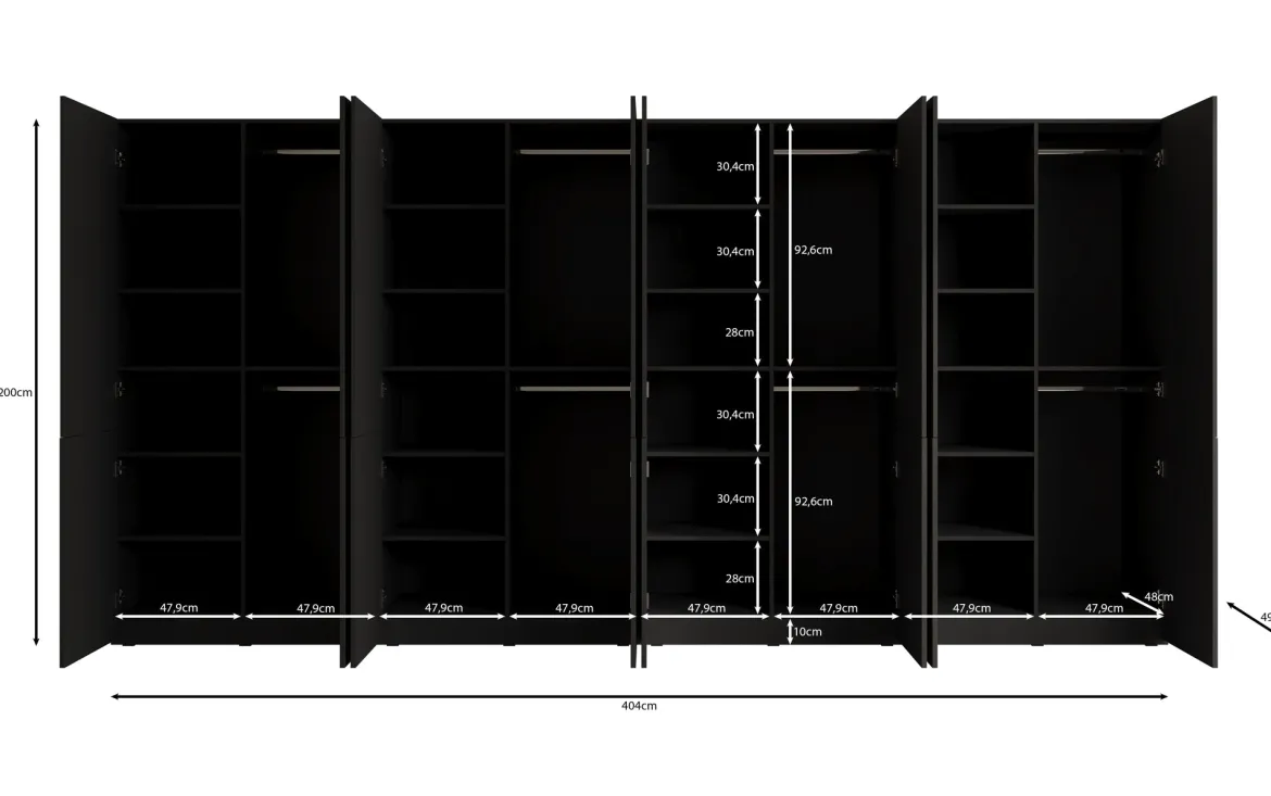 Moduro Naro XL – Viermoduliger Design-Kleiderschrank in Eiche Wotan
