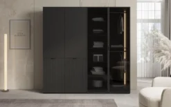 Moduro Nero – Modularer Kleiderschrank mit Glas- und Strukturfront