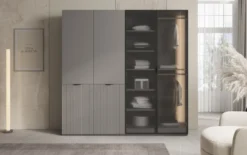 Moduro Ravo – Modularer Kleiderschrank mit geriffelter Glasfront und Strukturpaneel
