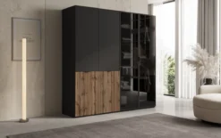 Moduro Varen – Zweimoduliger Design-Kleiderschrank mit Holz- und Glasfront