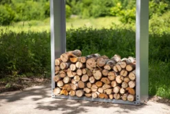 Outdoor Holzstapelständer Billi - aus silberfarbenem Stahl