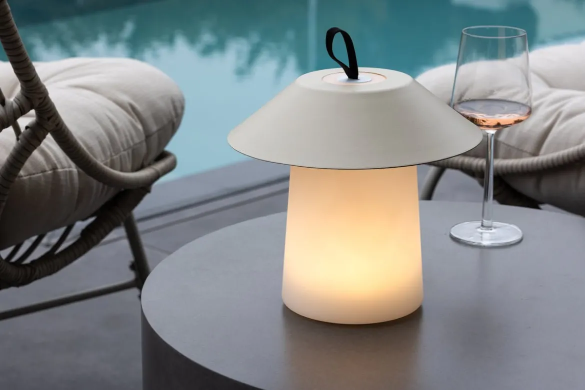 Outdoor-Tischlampe „Eloura“ – in Beige und Schwarz mit 3 Helligkeitsstufen