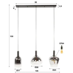 Pendelleuchte „Alveris“ – Rauchglas mit Farbverlauf in 3 verschiedenen Formen