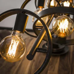 Pendelleuchte Arkon – Metallrahmen in Charcoal mit industrieller Ausstrahlung (6-flammig)