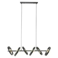 Pendelleuchte Arkon – Metallrahmen in Charcoal mit industrieller Ausstrahlung (6-flammig)