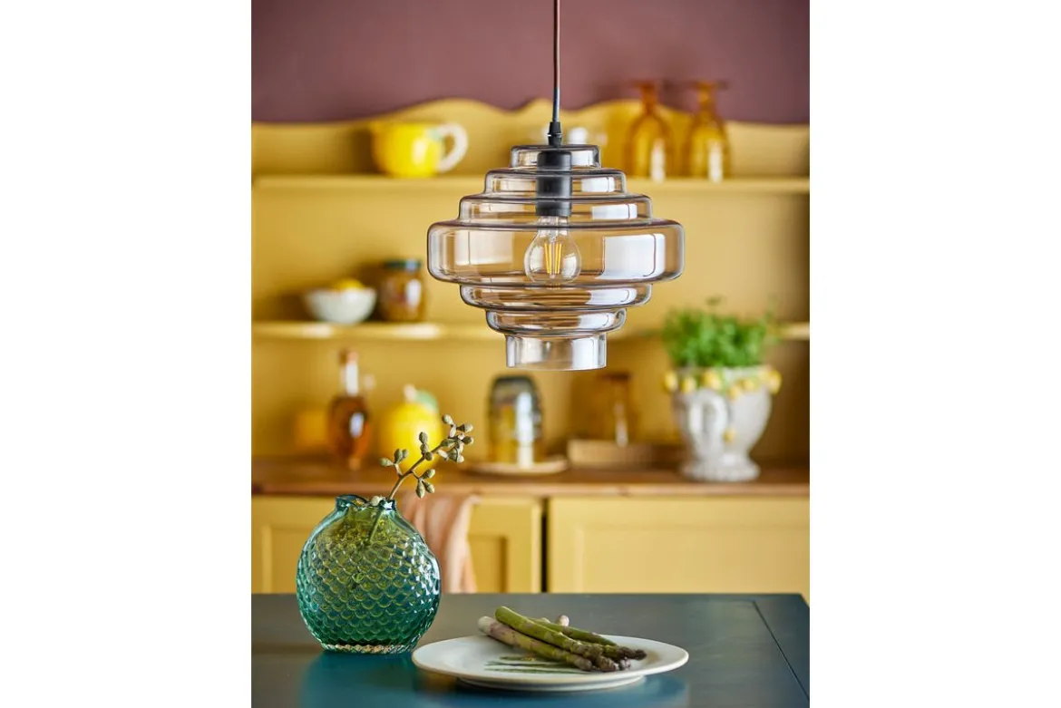 Pendelleuchte Aruna – Braunes Glas in organischer Form