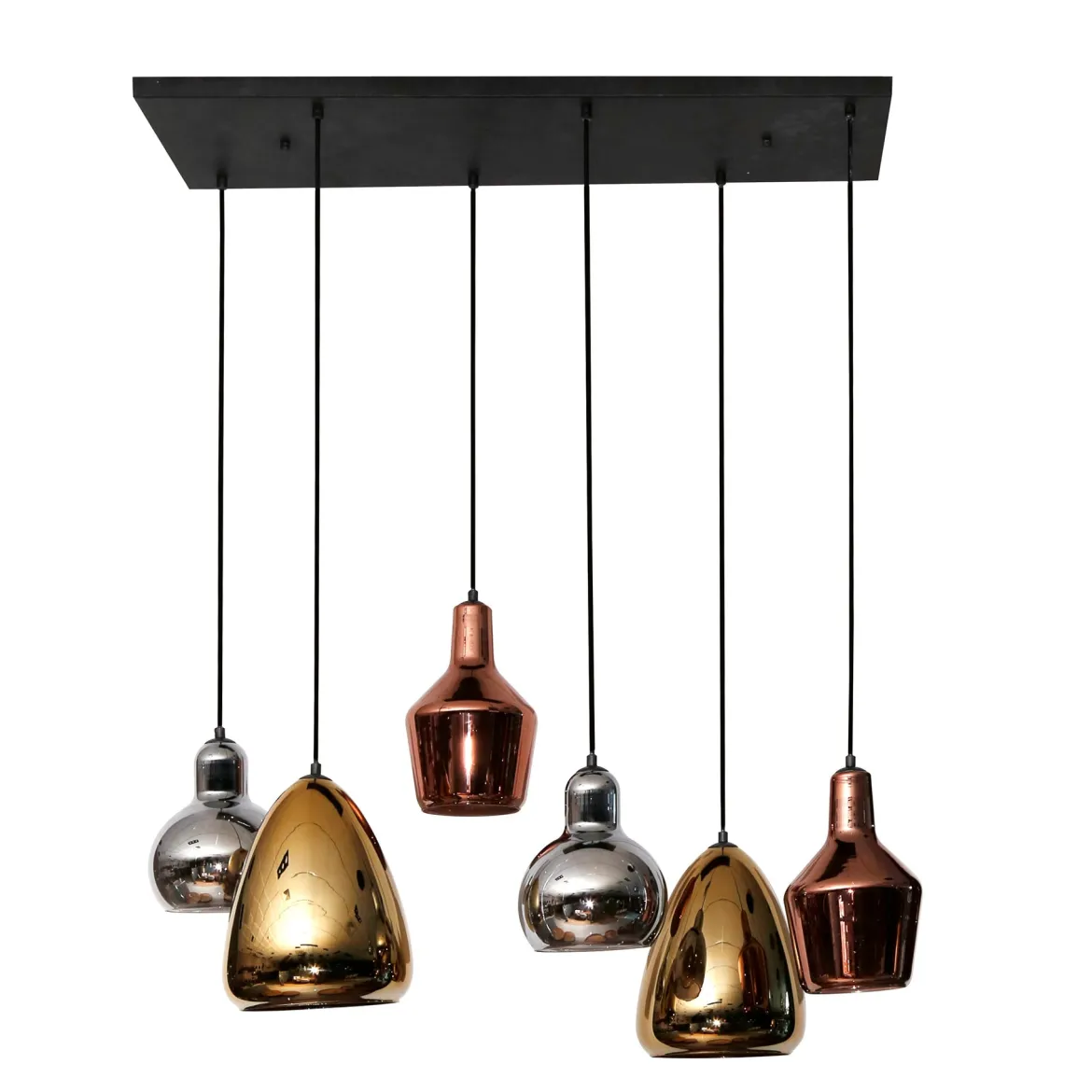 Pendelleuchte "Arvella“ – 6 Leuchten in Gold, Kupfer und Chrom in verschiedenen Formen