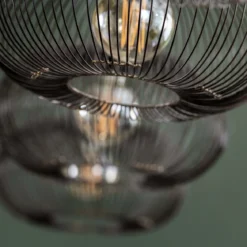 Pendelleuchte Aurex Quad – Metallscheiben in Schwarznickel mit goldenen Akzenten (4-flammig)