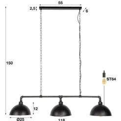 Pendelleuchte „Aurina“ – Industrial Design mit Kettenaufhängung und 3 Leuchten
