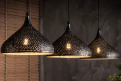 Pendelleuchte "Auron“ – Mit 3 perforierten Lampenschirmen aus Metall in Schwarz-Bronze