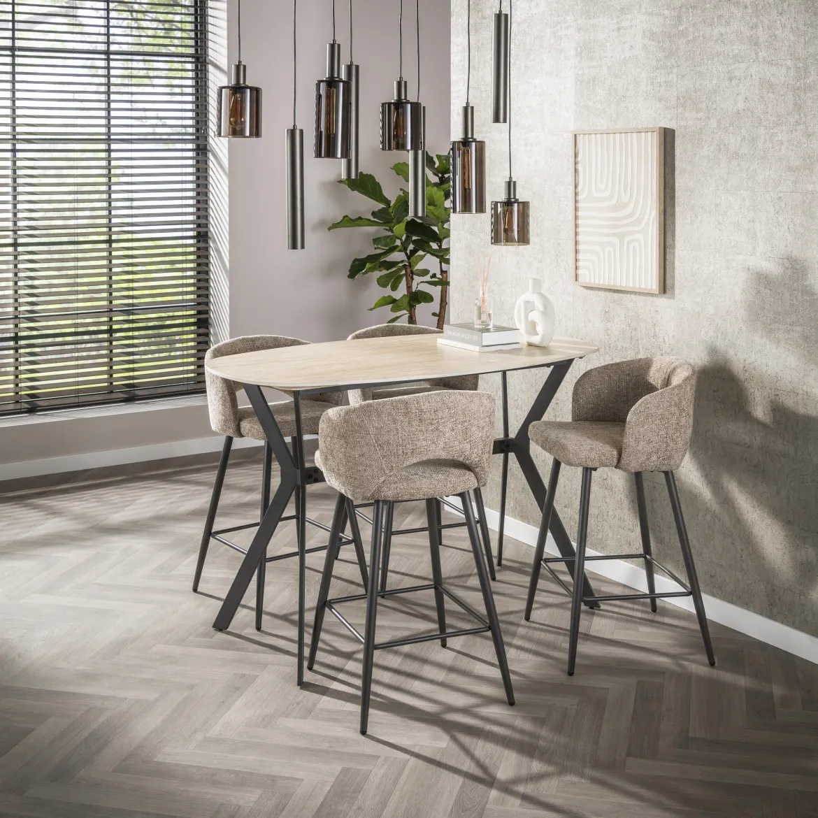 Pendelleuchte Ayu – Cluster-Design in Braun (9-flammig)