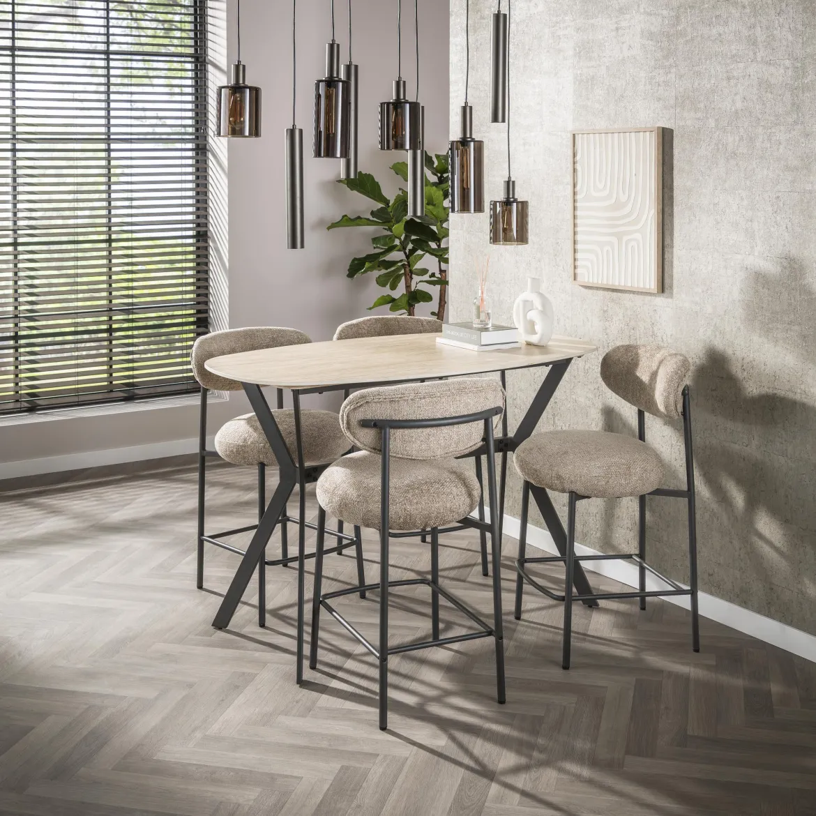 Pendelleuchte Ayu – Cluster-Design in Braun (9-flammig)
