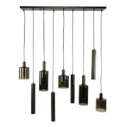 Pendelleuchte Ayu – Cluster-Design in Braun (9-flammig)