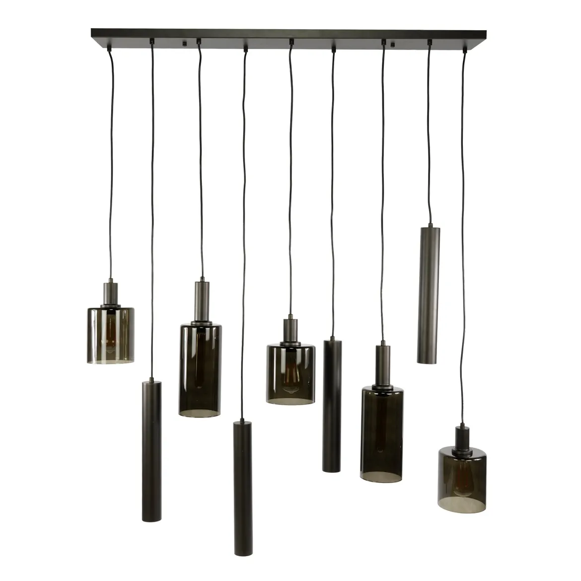 Pendelleuchte Ayu – Cluster-Design in Braun (9-flammig)