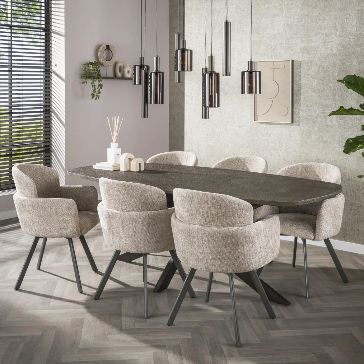 Pendelleuchte Ayu – Cluster-Design in Braun (9-flammig)