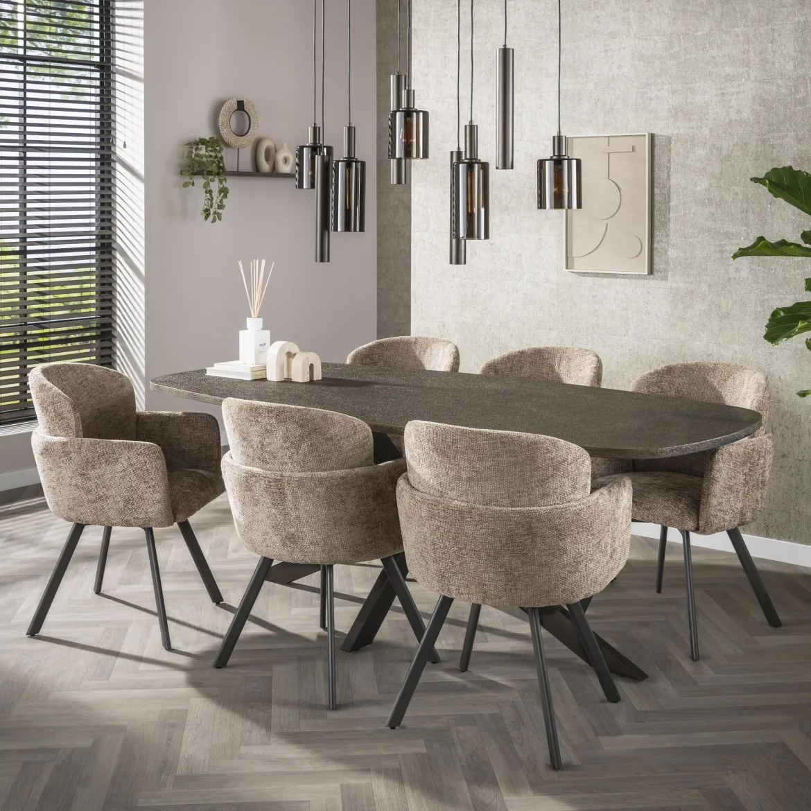 Pendelleuchte Ayu – Cluster-Design in Braun (9-flammig)