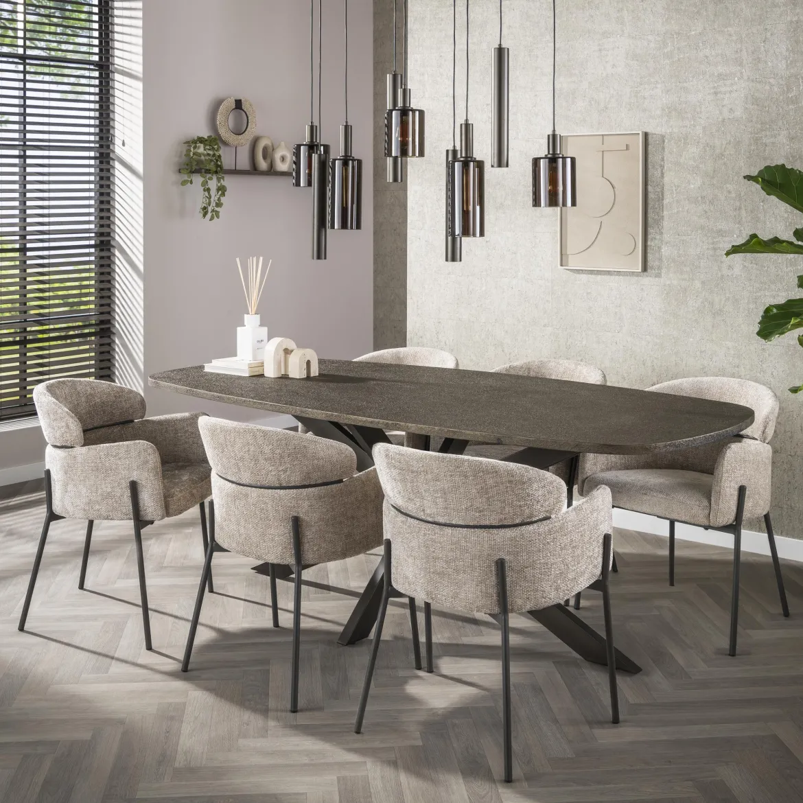 Pendelleuchte Ayu – Cluster-Design in Braun (9-flammig)