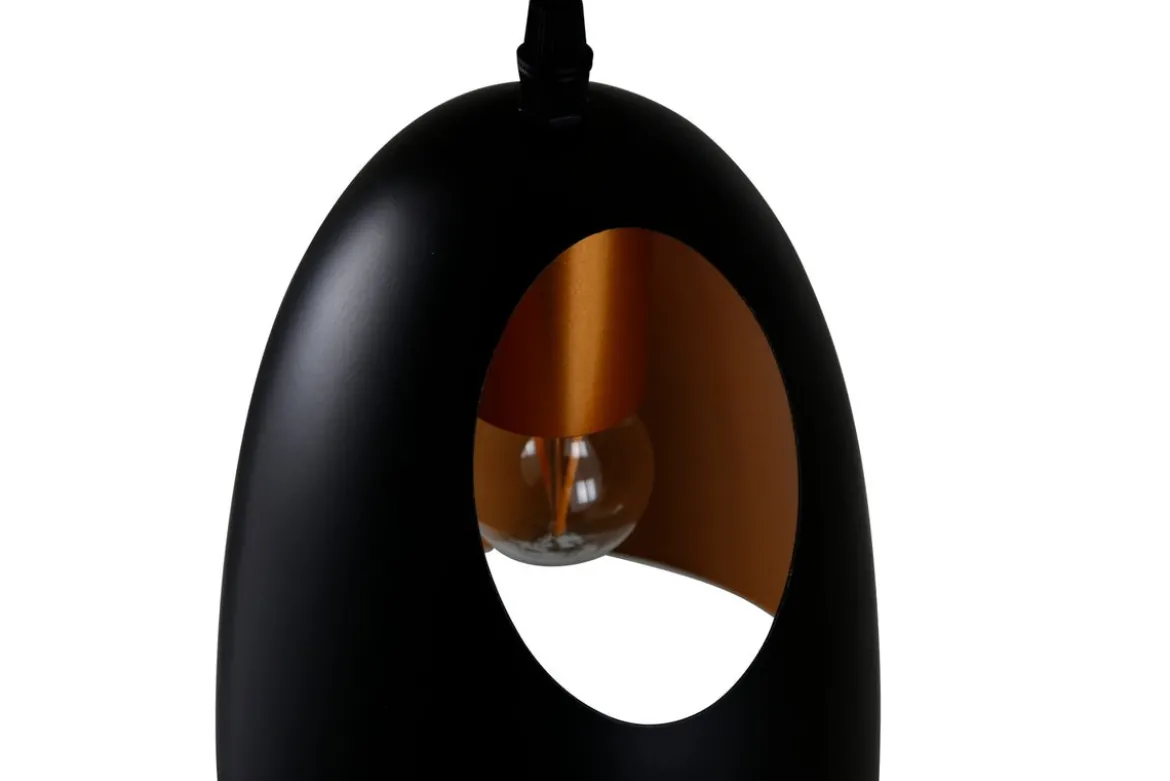 Pendelleuchte „Black Beauty" – Mit edlem kupferfarbenen Innendesign