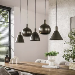 Pendelleuchte Bravino – Fünf Metallschirme in Braun oder Beige (5-flammig)