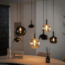 Pendelleuchte Caldera – Organisches Cluster-Design in Sienna-Braun (7-flammig)