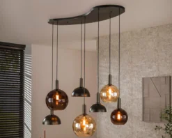 Pendelleuchte Caldera – Organisches Cluster-Design in Sienna-Braun (7-flammig)