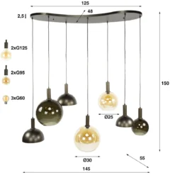 Pendelleuchte Caldera – Organisches Cluster-Design in Sienna-Braun (7-flammig)