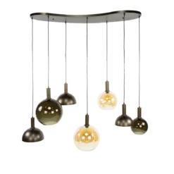 Pendelleuchte Caldera – Organisches Cluster-Design in Sienna-Braun (7-flammig)
