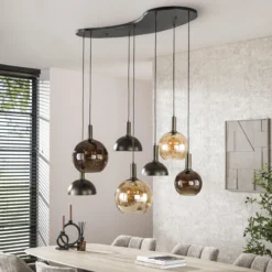 Pendelleuchte Caldera – Organisches Cluster-Design in Sienna-Braun (7-flammig)