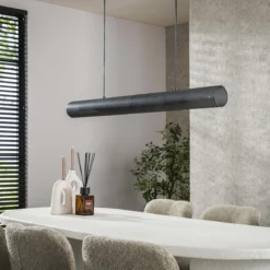 Pendelleuchte „Celvin“ – Mit 4 Leuchten in horizontalem Tube-Mesh-Design in Schwarz