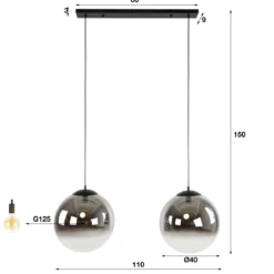 Pendelleuchte „Ceralis“ – Rauchglas mit Farbverlauf im Bubble-Design