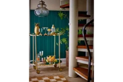 Pendelleuchte Dana – Graues Glas mit goldener Fassung