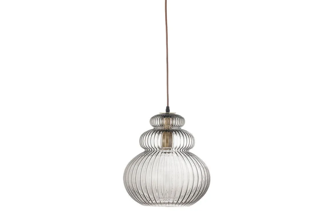Pendelleuchte Dana – Graues Glas mit goldener Fassung