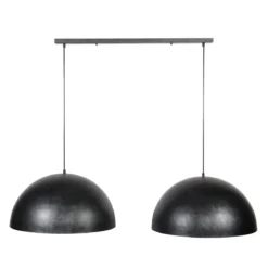 Pendelleuchte „Elandra“ – 2 Leuchten mit 60cm großen, domartigen Lampenschirmen in Dunkelgrau