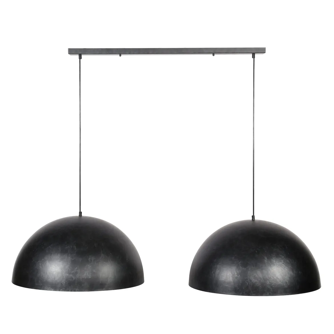 Pendelleuchte „Elandra“ – 2 Leuchten mit 60cm großen, domartigen Lampenschirmen in Dunkelgrau