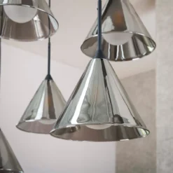 Pendelleuchte „Elunara“ – Mit 9 Leuchten in konischem Rauchglas und 150cm höhenverstellbar