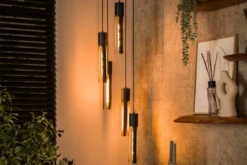 Pendelleuchte „Fenora“ – Gestuft mit 5 Leuchten in schwarzem Tube-Design