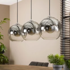 Pendelleuchte „Lumetto“ – Rauchglas mit Farbverlauf und Metallarmatur