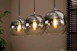 Pendelleuchte „Lumetto“ – Rauchglas mit Farbverlauf und Metallarmatur