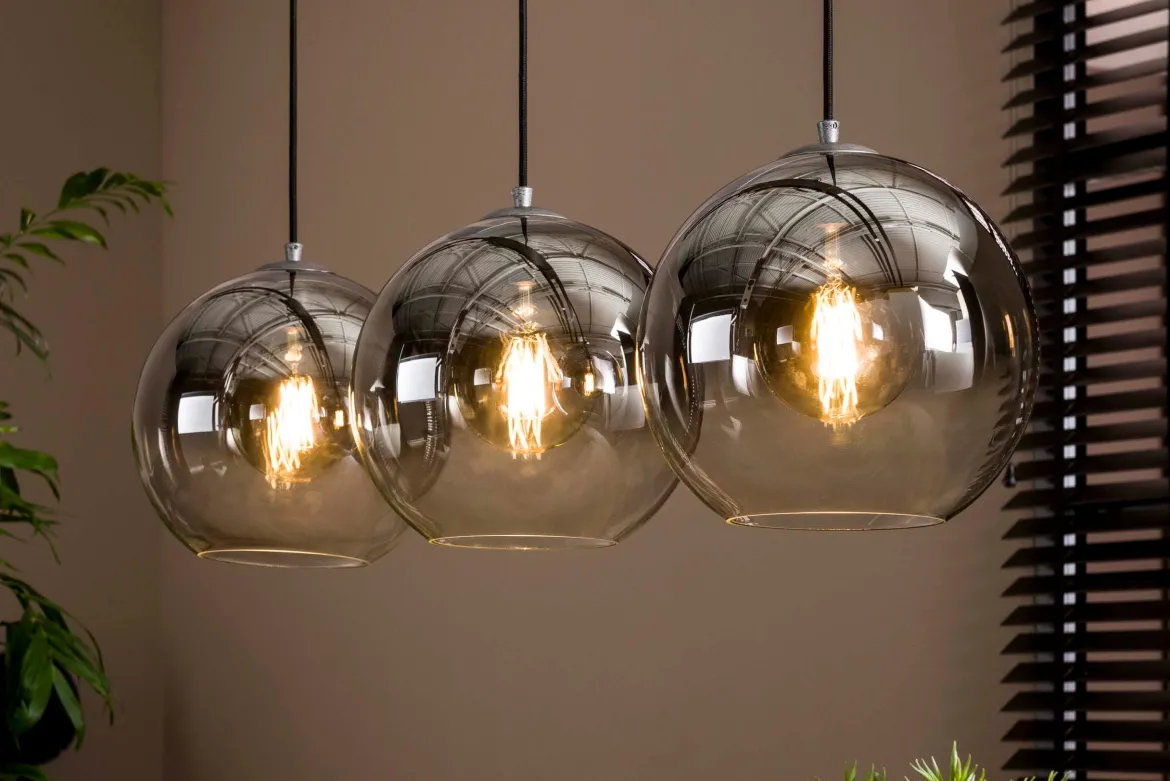 Pendelleuchte „Lumetto“ – Rauchglas mit Farbverlauf und Metallarmatur