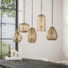 Pendelleuchte Lumira – Handgefertigte Glasschirme in Smoke-Braun (5-flammig)