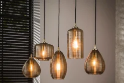 Pendelleuchte Lumira – Handgefertigte Glasschirme in Smoke-Braun (5-flammig)