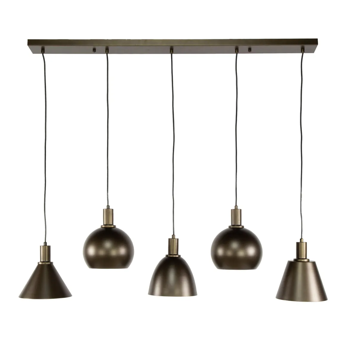 Pendelleuchte "Lumiselle“ – 5 Leuchten aus Metall in unterschiedlichen Formen in Beige oder Bronze