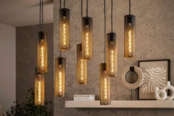 Pendelleuchte „Marcella“ – Mit 9 Leuchten in edlem, schwarzen Tube-Mesh-Design