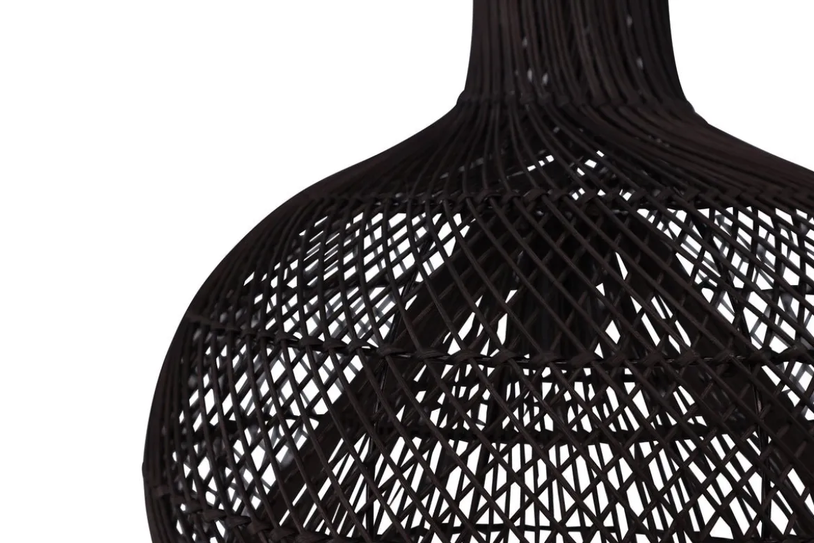 Pendelleuchte „Maun" – Dunkles Rattan mit Flechtmuster