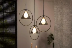 Pendelleuchte „Murielle“ – Gestuft mit 3 Leuchten und Rauchglas im Loop-Design