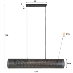 Pendelleuchte „Nerissa“ – Mit 5 Leuchten in horizontalem Tube-Mesh-Design in Schwarz