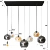 Pendelleuchte "Olivara“ – 7 kugelförmige Glasschirme in Bernstein, Chrom und Hellgrau