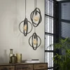 Pendelleuchte Orbitra Trio – Gestuftes Ringdesign in Anthrazit (3-flammig)