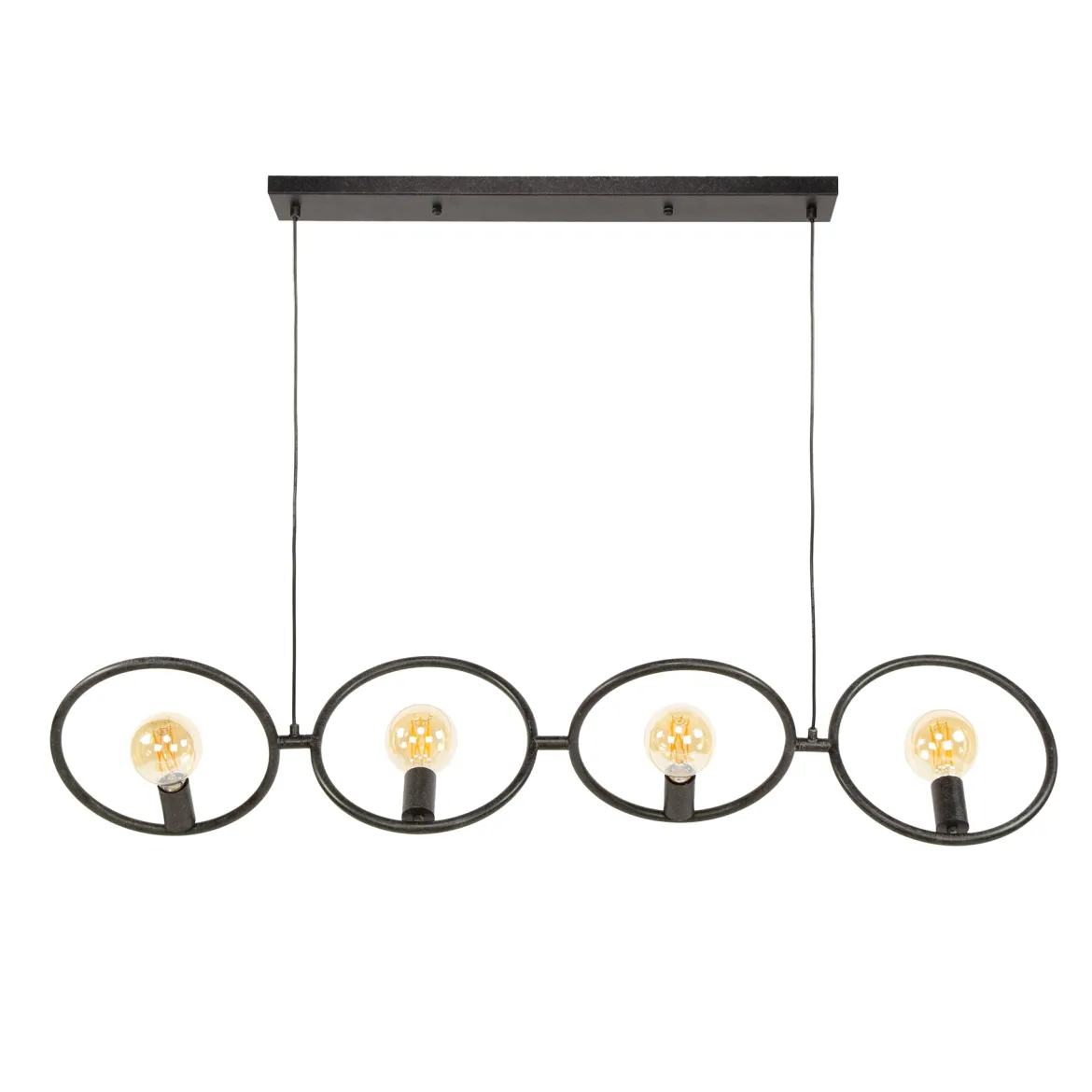 Pendelleuchte „Orlina“ – 4 Leuchten aus arktisch schwarzem Metall im Loop Design