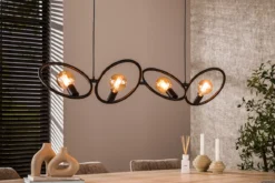 Pendelleuchte „Orlina“ – 4 Leuchten aus arktisch schwarzem Metall im Loop Design